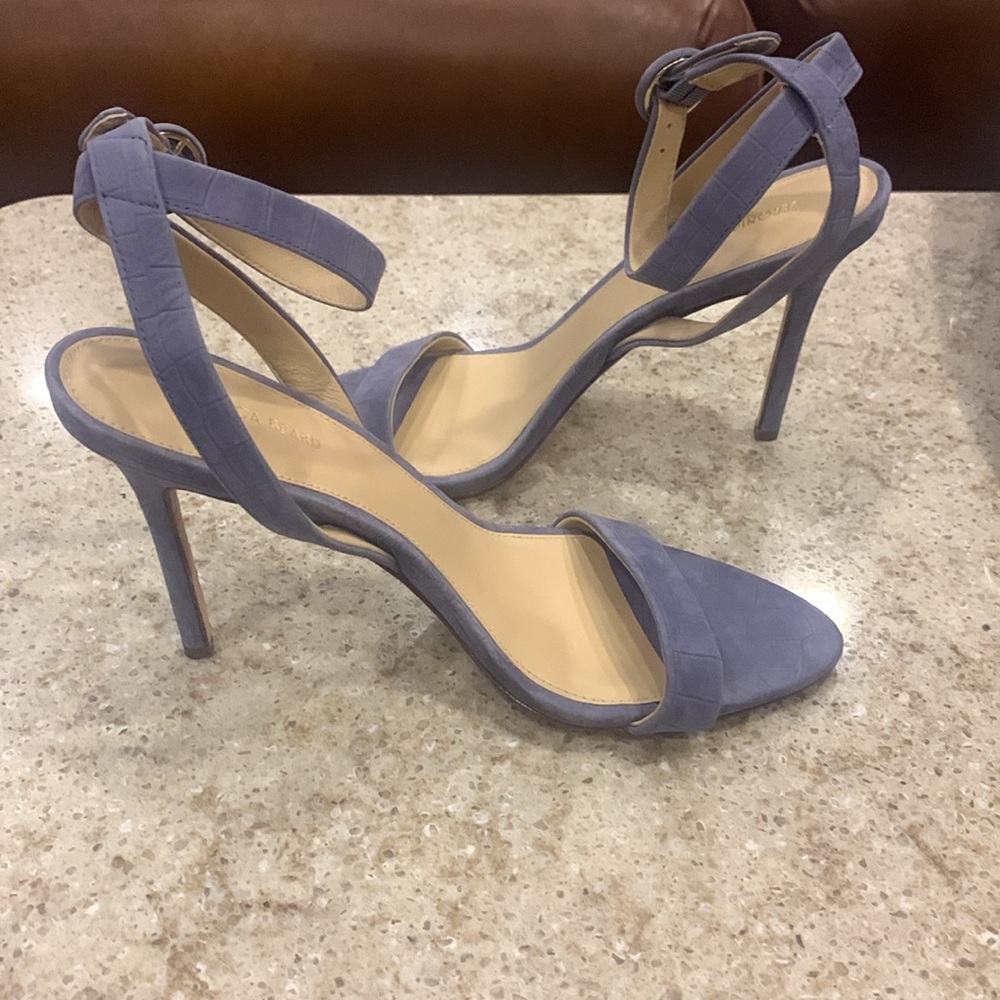 NWOT Veronica Beard Darcelle Sing Heels in Blue Suede Size 8 - Picture 7 of 10